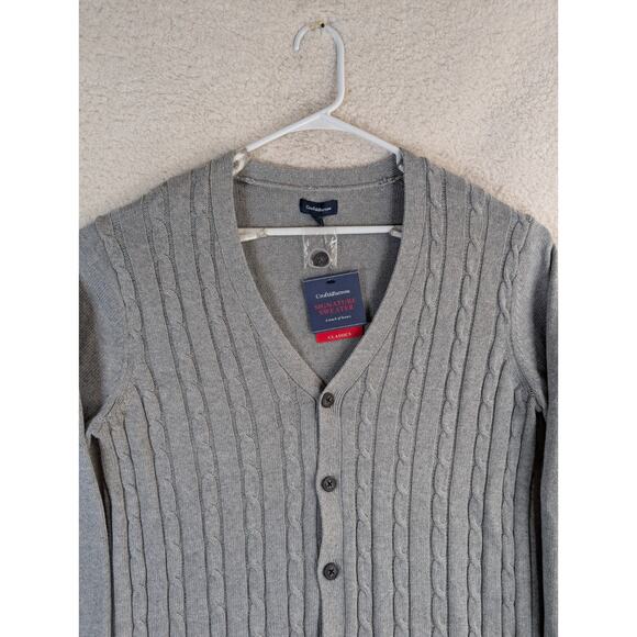 NEW Croft & Barrow Cardigan Mens Large Gray Signature Sweater Grandpa - Picture 9 of 16
